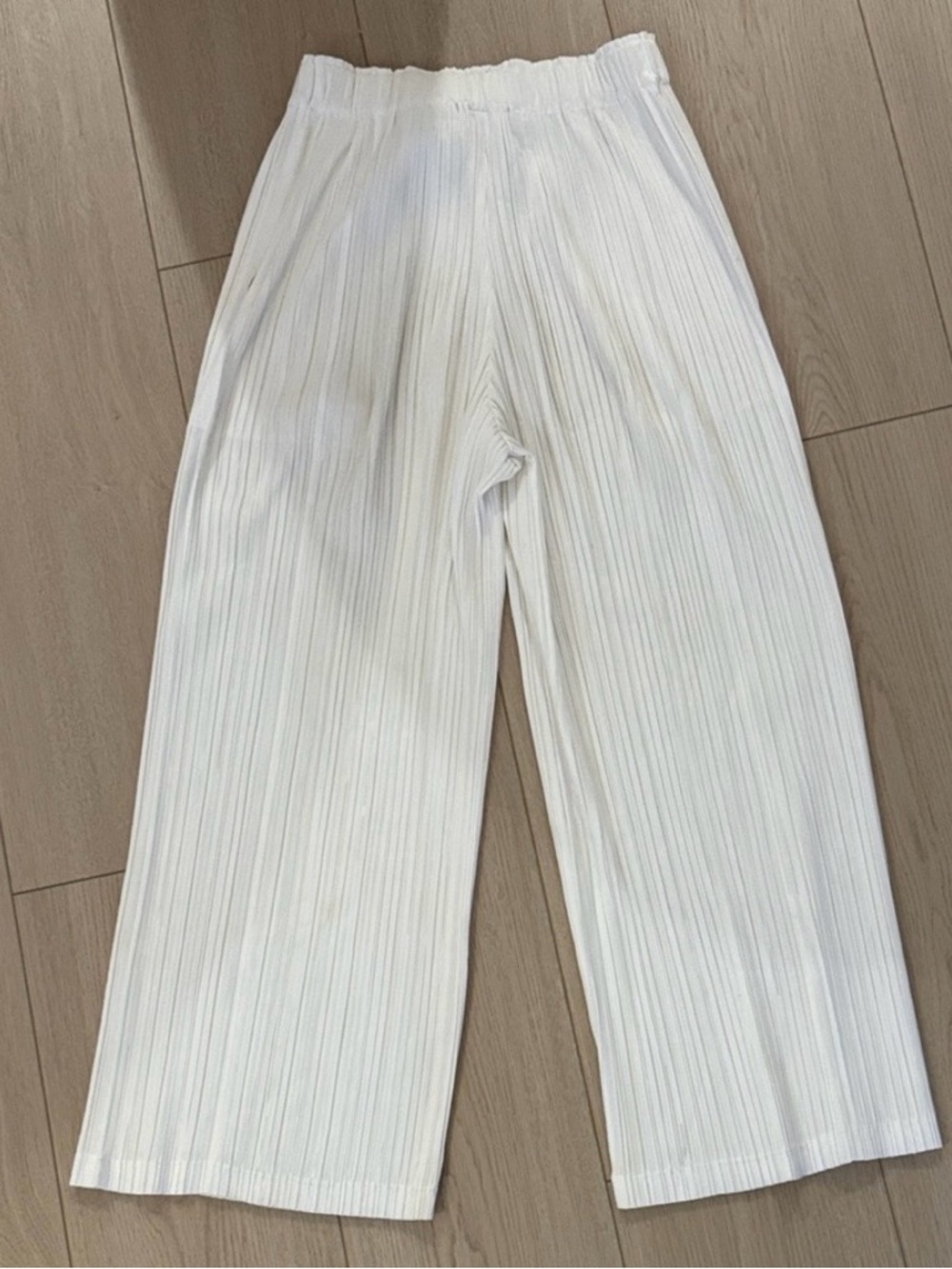 Pleats Please White Wide-Leg Pants size 2